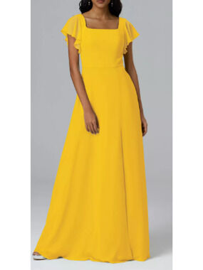 AW BRIDAL 8 M mustard yellow Marianne chiffon gala formal party maxi dress 0b7